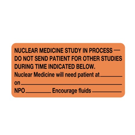 Nevs Nuclear Medicine - Study In Progress 1-7/16"x3" Flr Orange w/Black X-2588